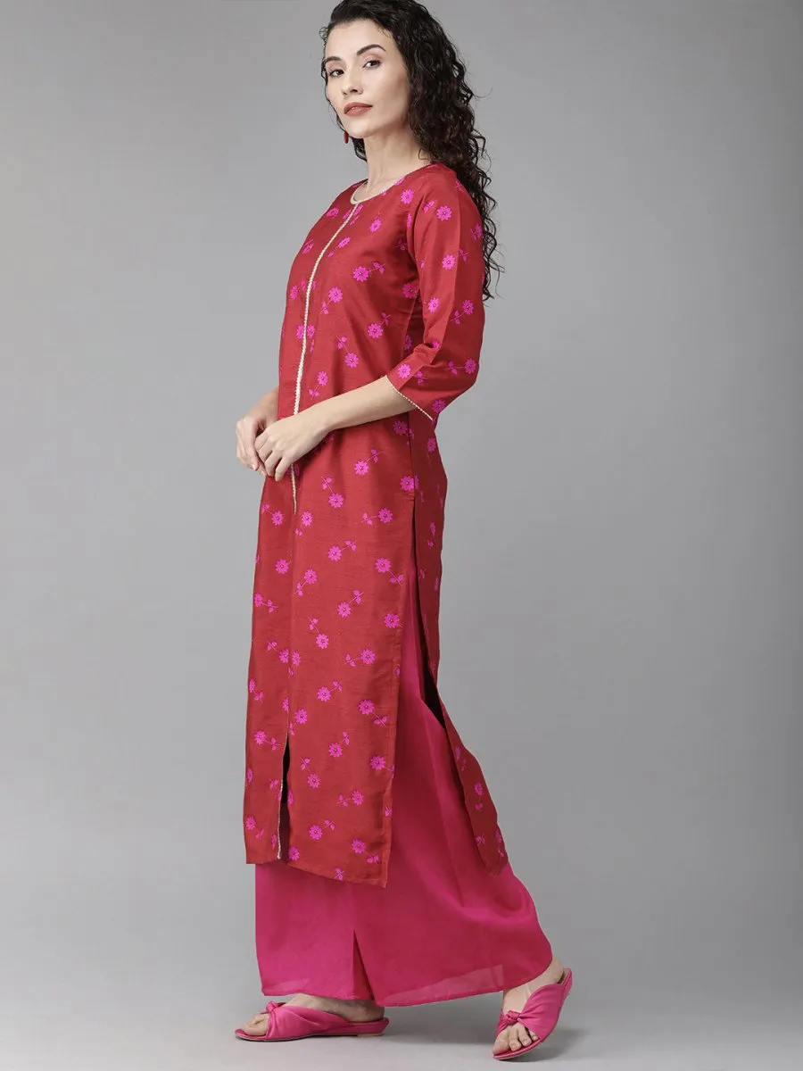 Ahalyaa Women Floral Print Red Beautiful Kurta set