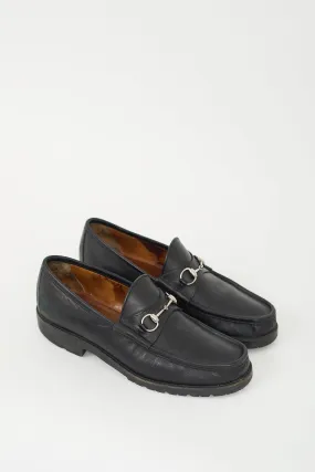 Black Leather Hardware Loafer