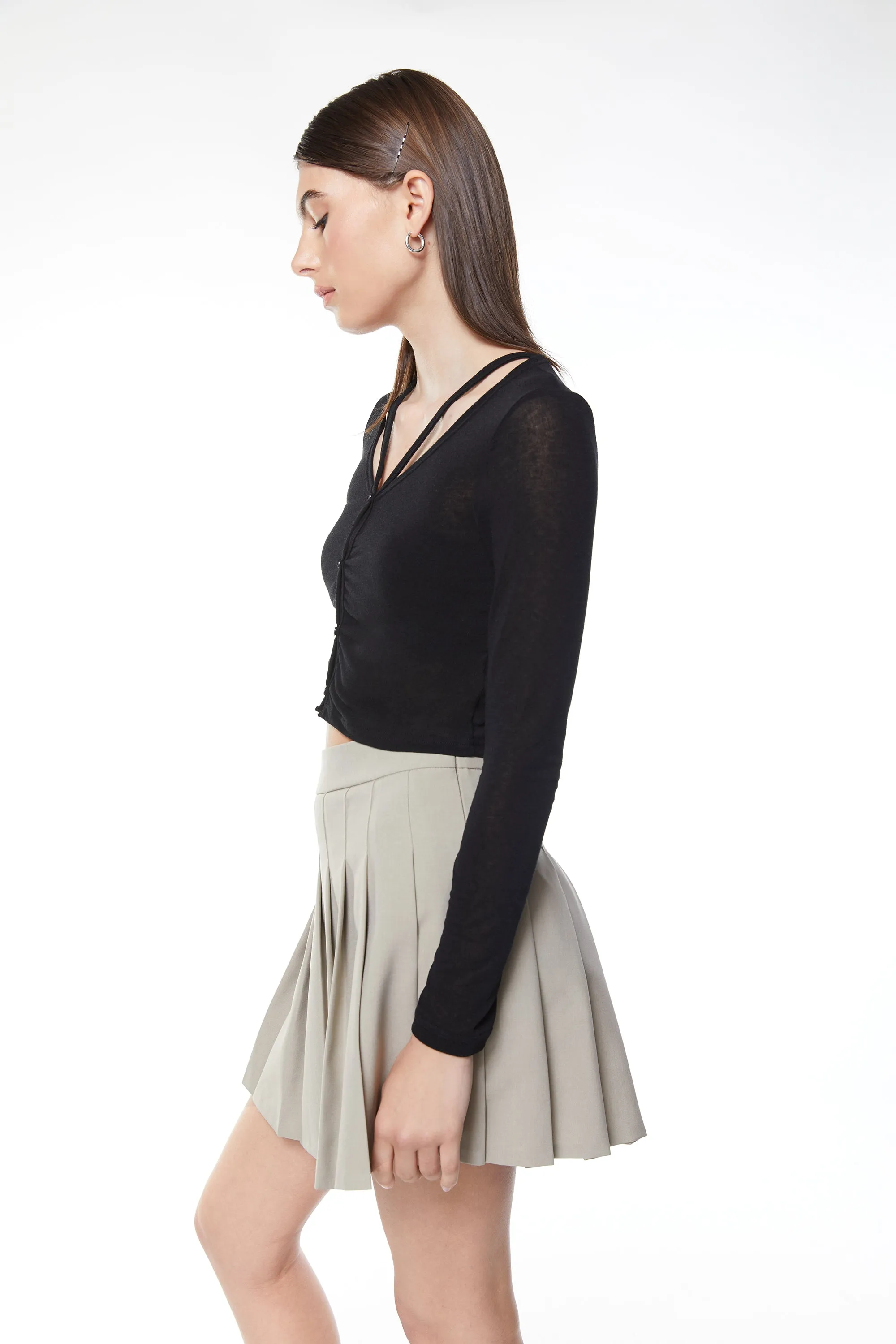 CROPPED CARDIGAN WITH CUTOUT