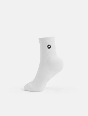 Embroidered Quarter Socks - White (Unisex)