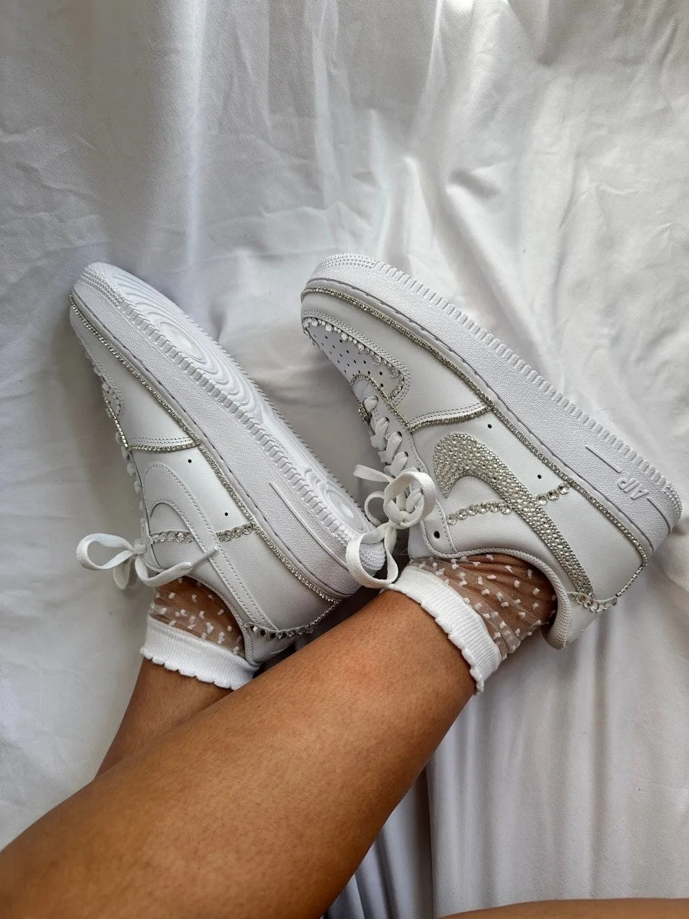 Gray White Diamond Custom Air Force 1