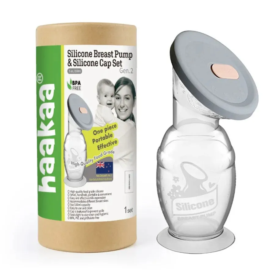 Haakaa Silicone Breast Pump with Suction Base & Silicone Cap 150ml