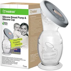 haakaa silicone manual breast pump with lid 150ml