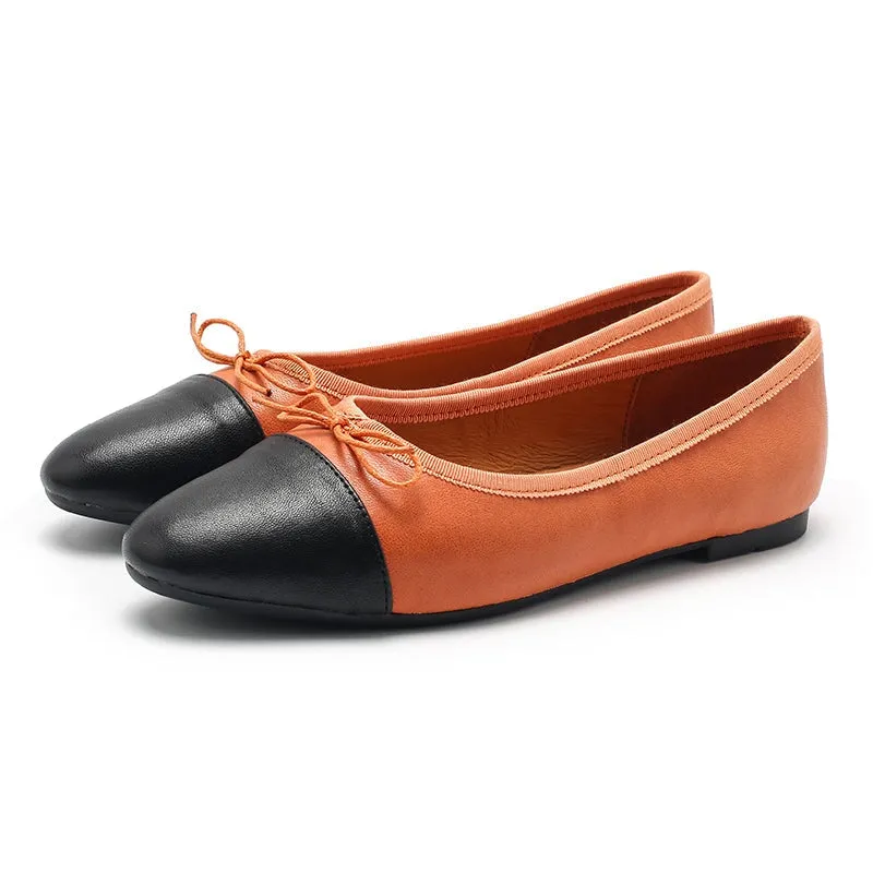 Handmade Sheepskin Flats For Women Color Blocking in 10 Colors