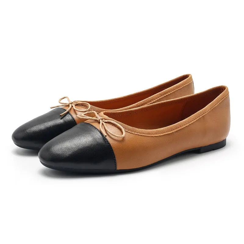 Handmade Sheepskin Flats For Women Color Blocking in 10 Colors