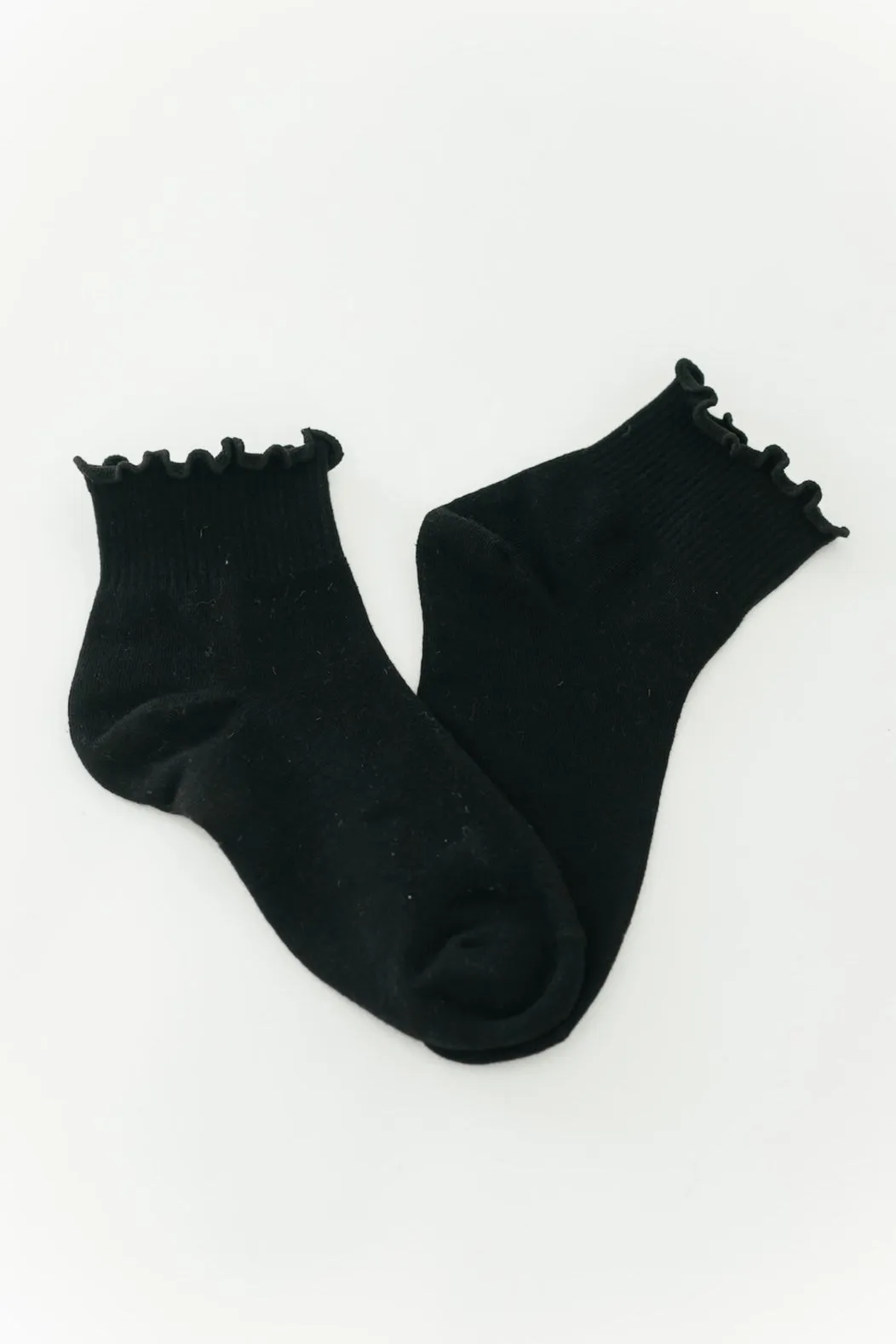 Mae Ruffled Ankle Sock - Black