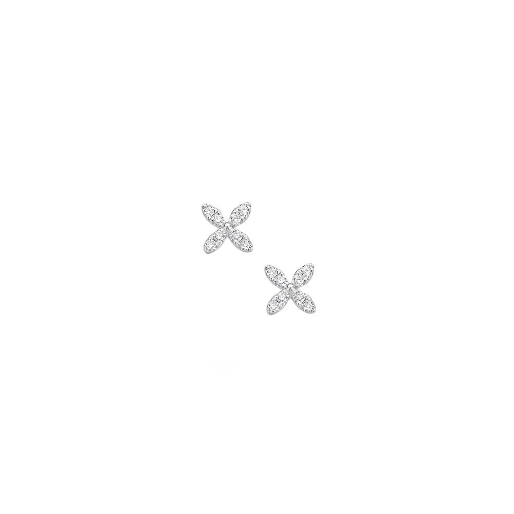 Minimal Flower Ohrstecker - Weißgold