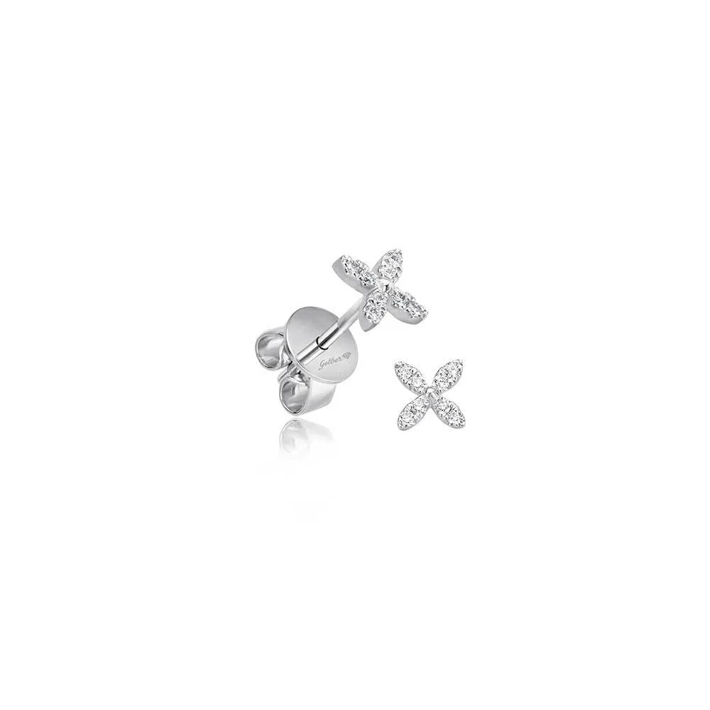 Minimal Flower Ohrstecker - Weißgold