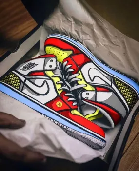Red Yellow Gray Custom Air Force 1