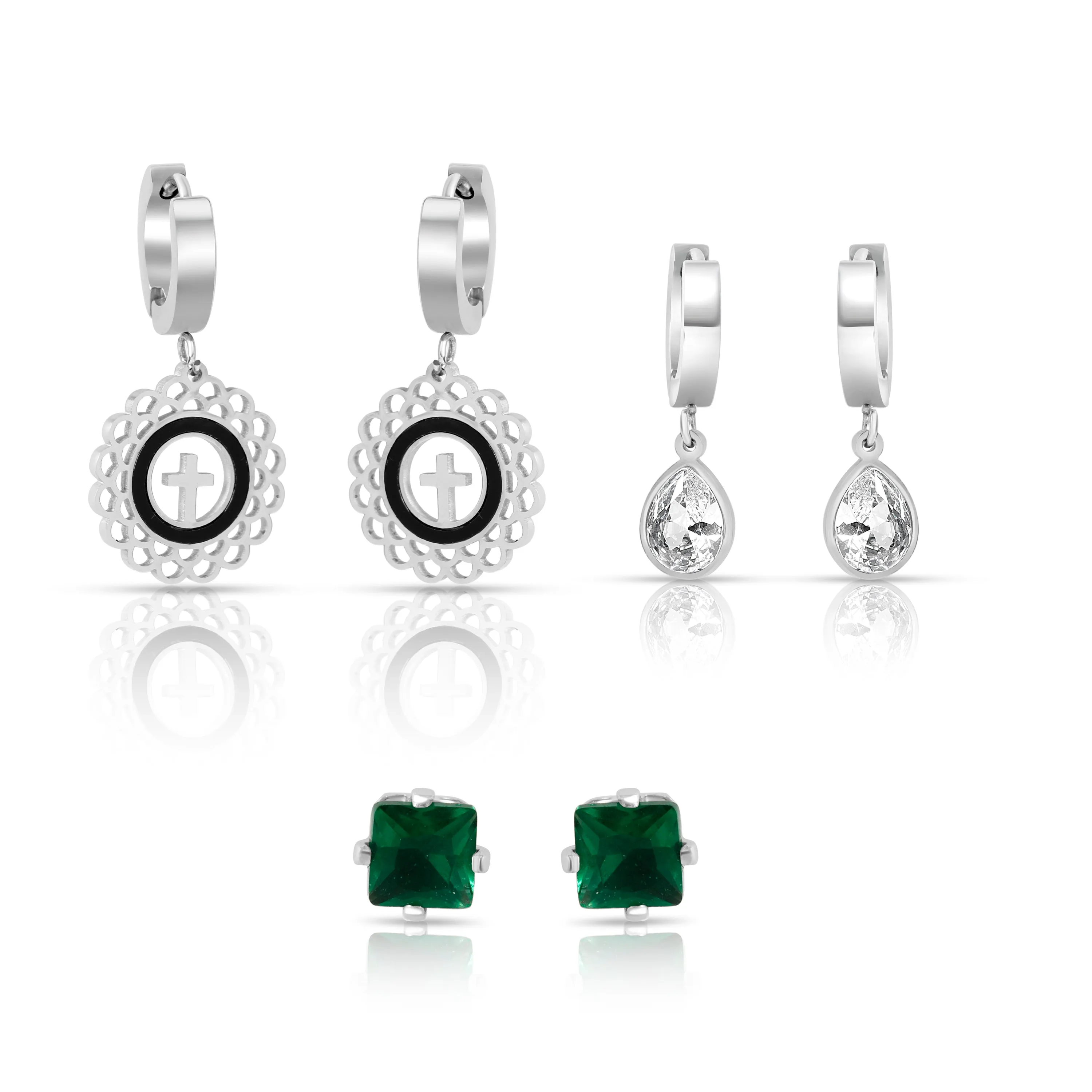 Silver Minimal Earrings Combo