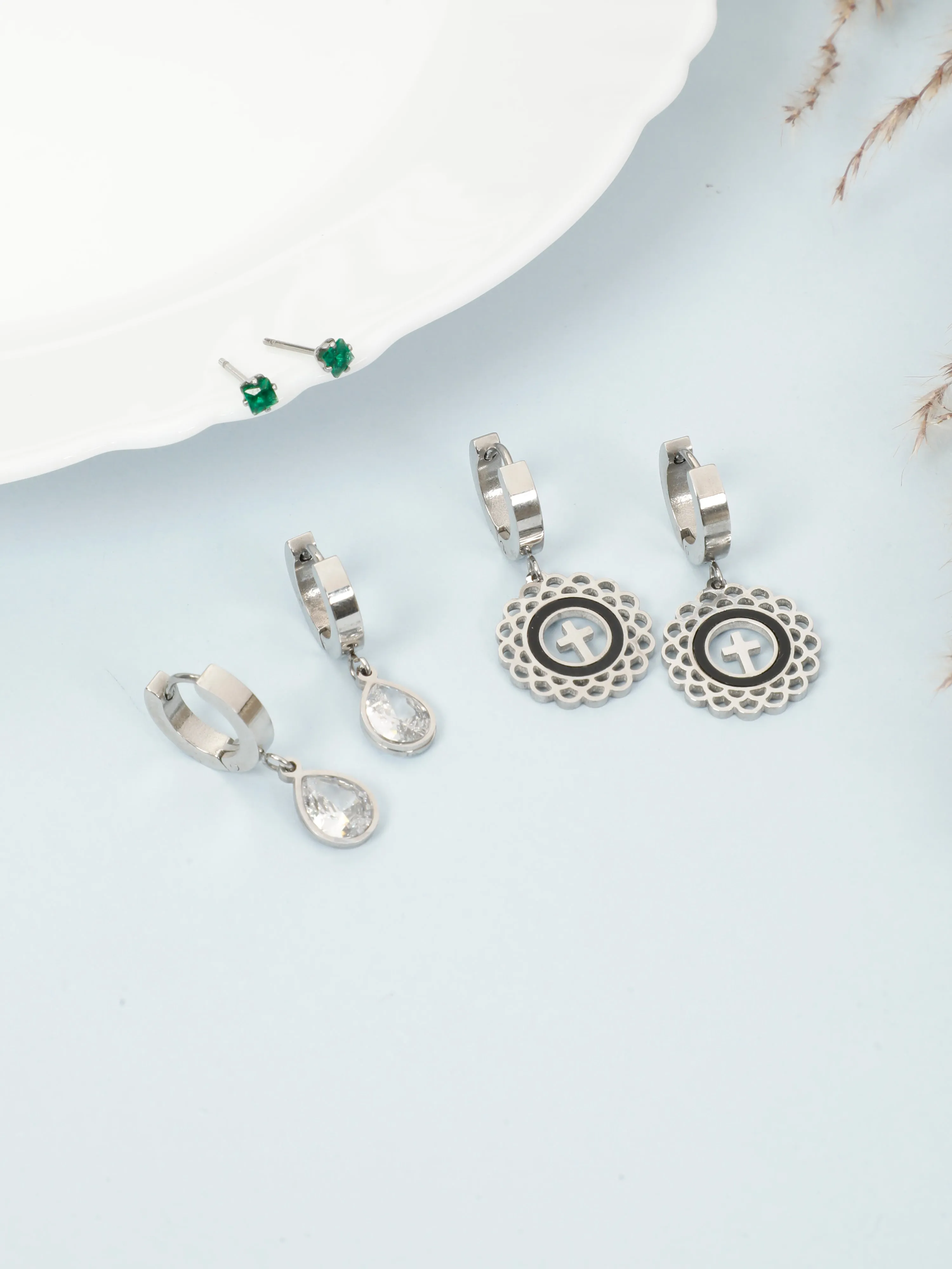 Silver Minimal Earrings Combo