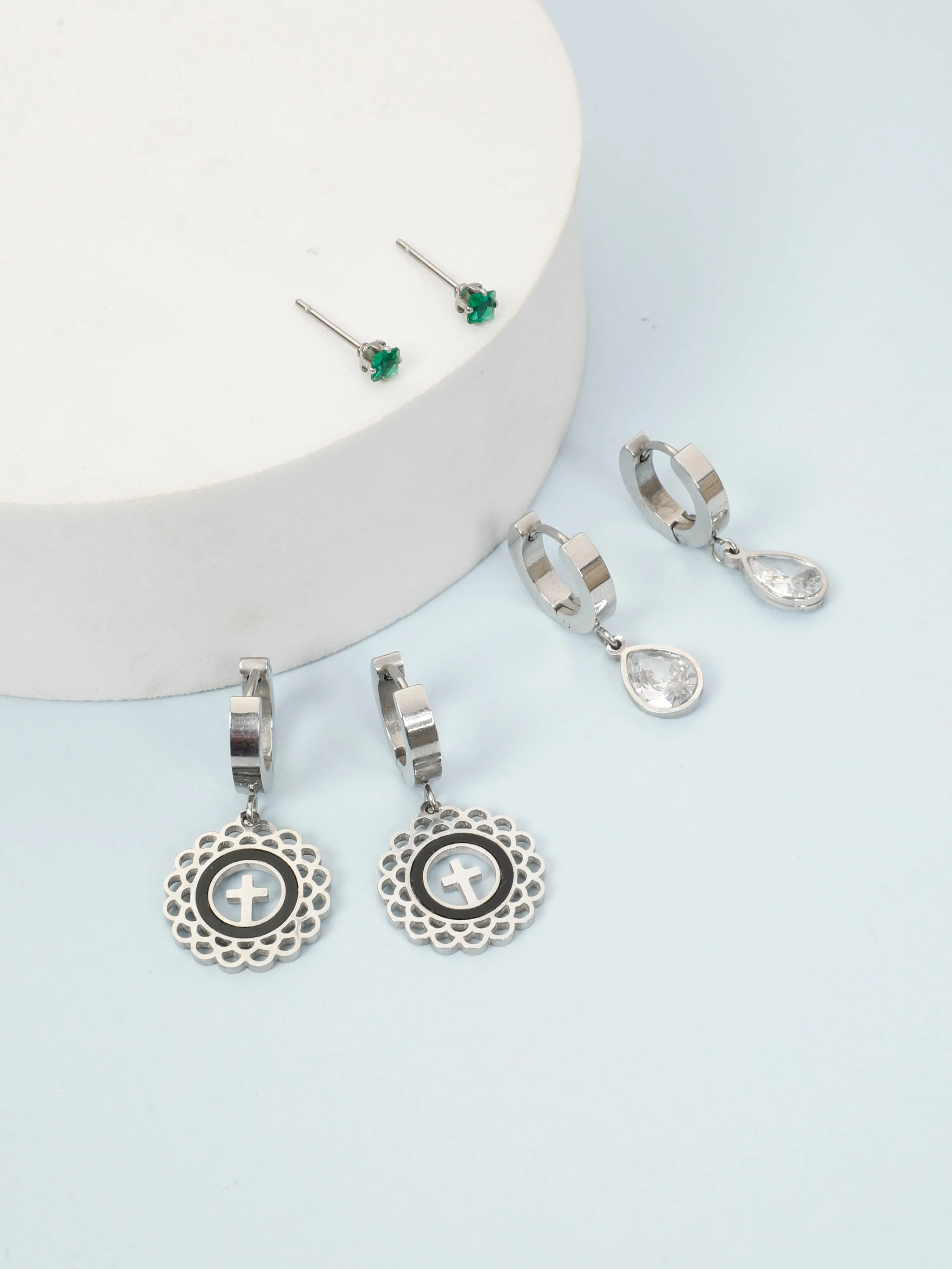 Silver Minimal Earrings Combo