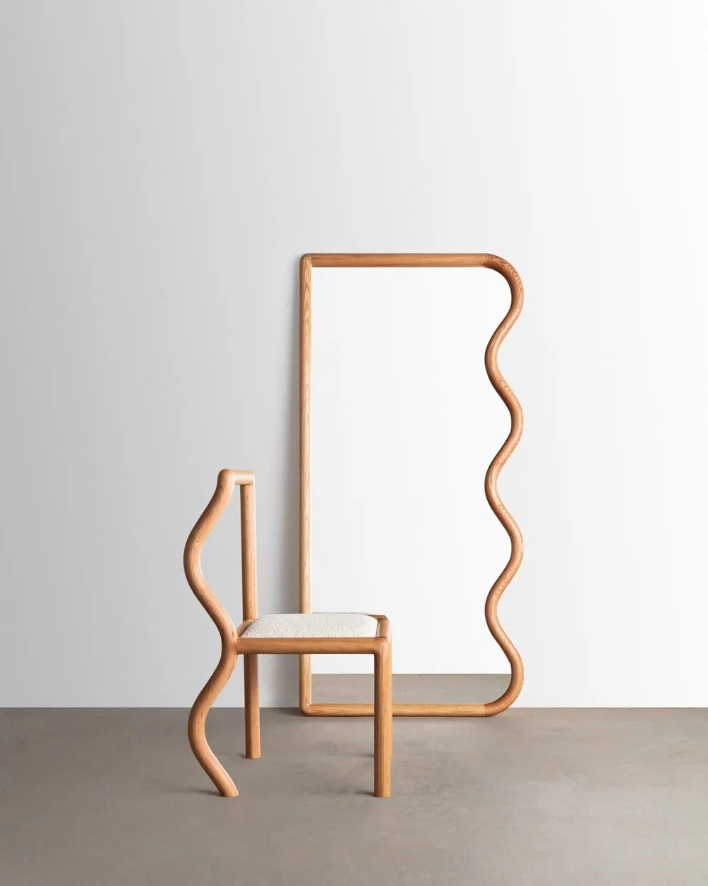 Squiggle Full Length Mirror in Oak