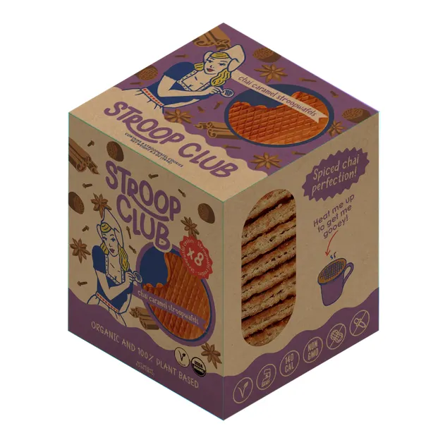 Stroop Club Organic Chai Caramel Stroopwafels 8 Pack 264g