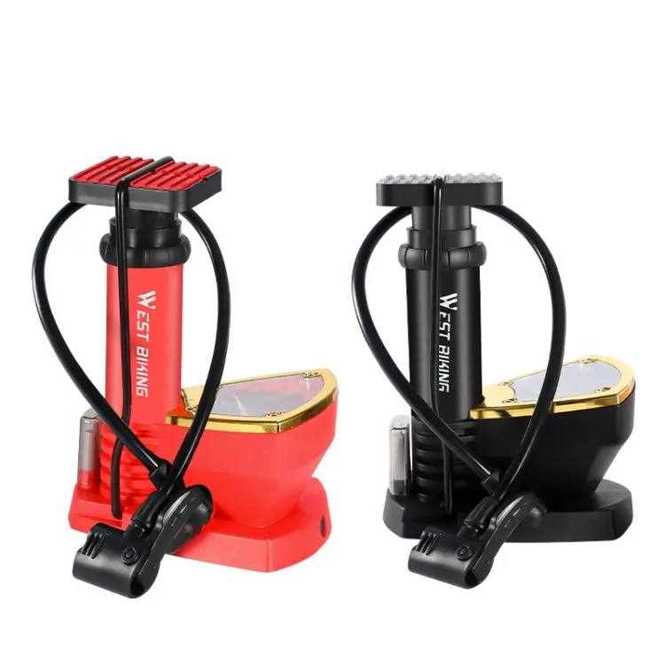 WEST BIKING Portable Mountain Bike Foot Pump With Barometer(118 Black)